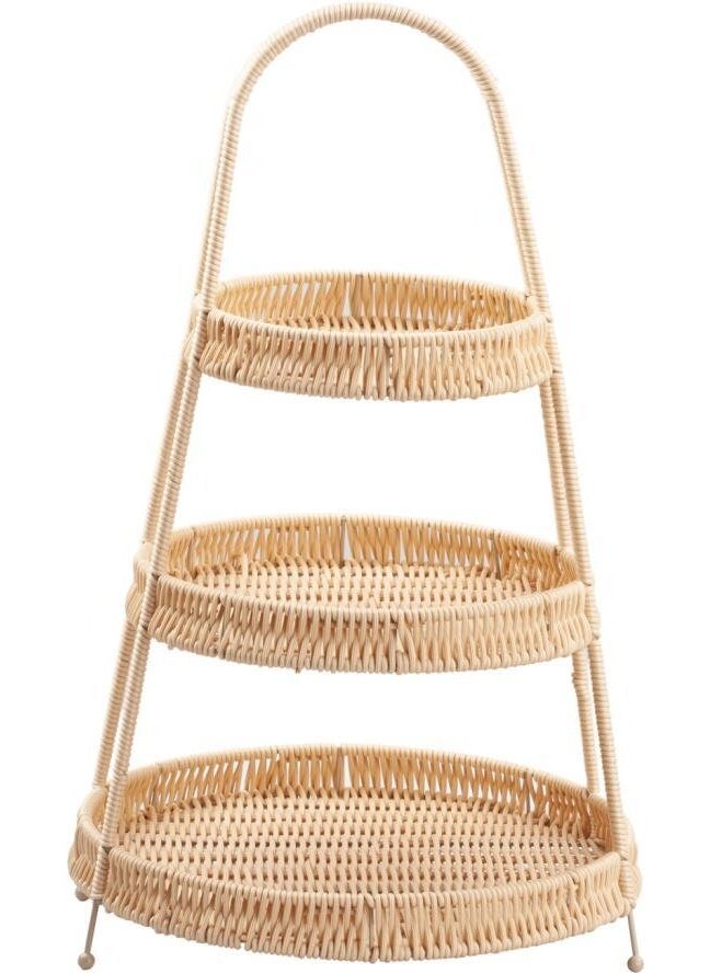 PEROTTI Synthetic Wicker Beige 3 Tier Round Presentation 50CM  - Image 1