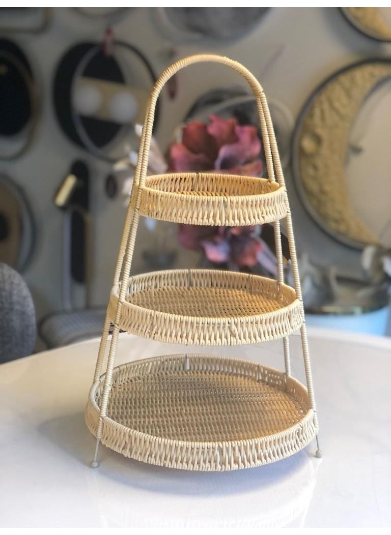 PEROTTI Synthetic Wicker Beige 3 Tier Round Presentation 50CM  - Image 2