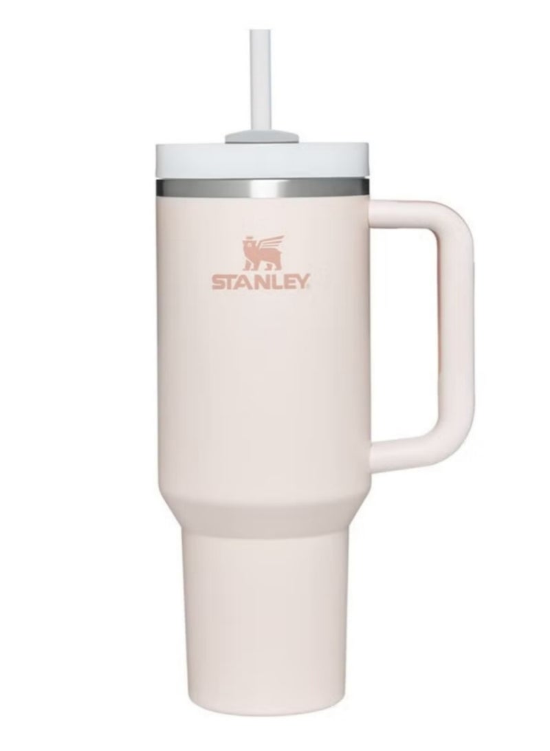 Stanley 40oz Stanley Quencher H20 Flowstate Stainless Steel Vacuum Insulated Tumbler with Lid and Straw for Water, Iced Tea or Coffee, Smoothie and More, Cream (Rose Quartz) - Image 1