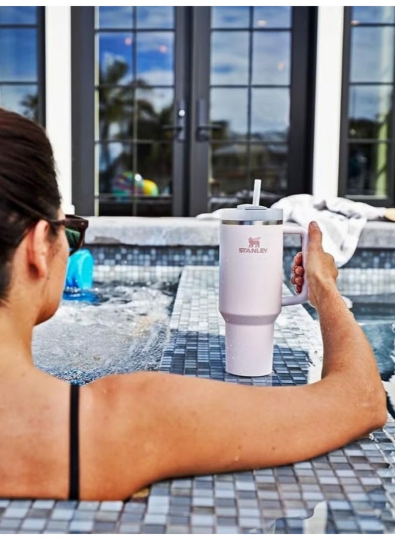 Stanley 40oz Stanley Quencher H20 Flowstate Stainless Steel Vacuum Insulated Tumbler with Lid and Straw for Water, Iced Tea or Coffee, Smoothie and More, Cream (Rose Quartz) - Image 4