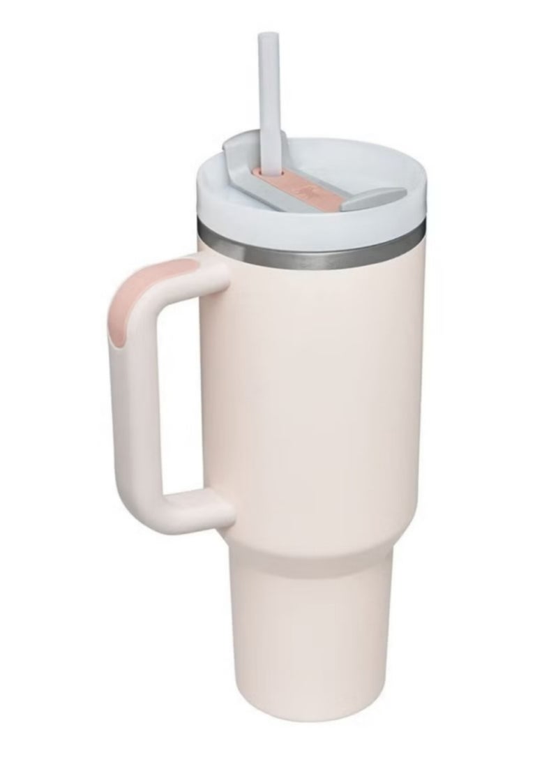 Stanley 40oz Stanley Quencher H20 Flowstate Stainless Steel Vacuum Insulated Tumbler with Lid and Straw for Water, Iced Tea or Coffee, Smoothie and More, Cream (Rose Quartz) - Image 2