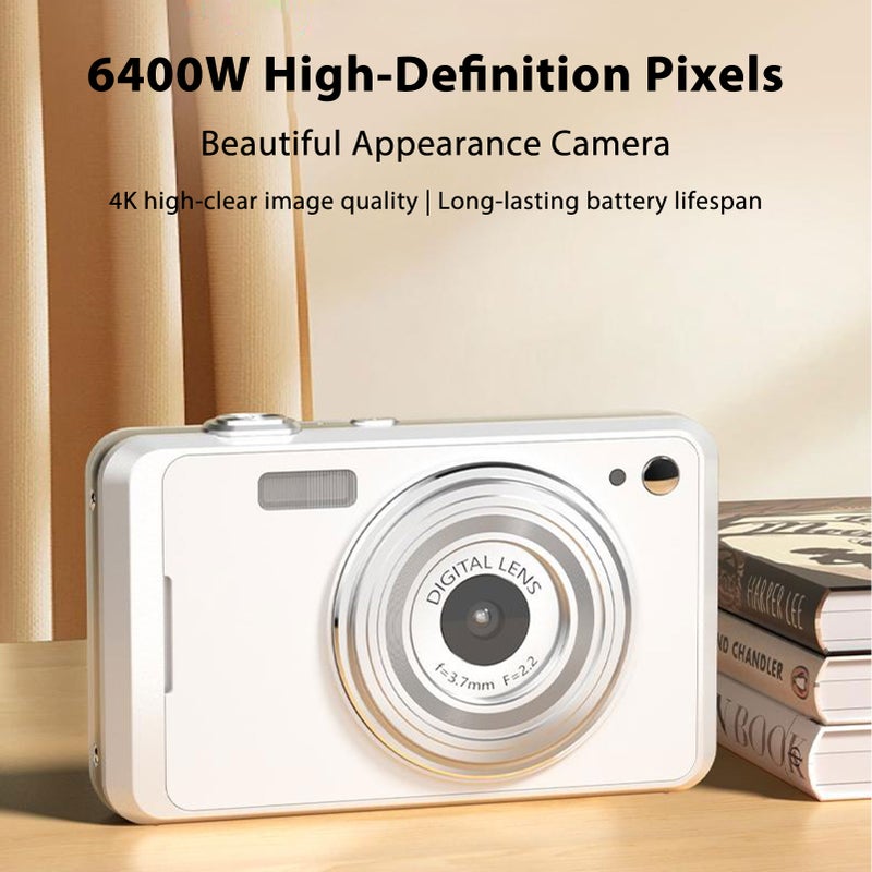 64MP Digital Camera 16X Zoom 4K Video Vlog Cameras with 2.88" Screen for Teen Adults Beginners White - Image 1