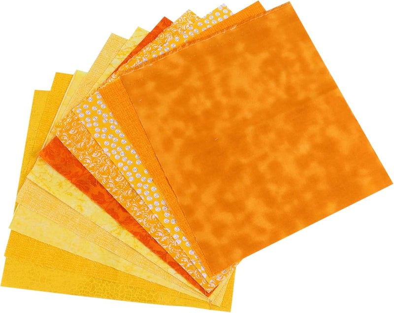 مجموعة قطع قماش اللحاف DIY من DOITOOL 10 قطع 22x25 سم رقع قماش قطنية صفراء للحرف اليدوية - Image 1