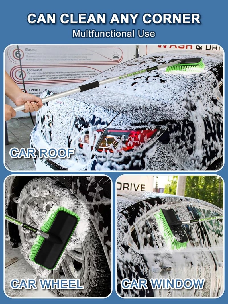 فرشاة غسيل سيارات على شكل حرف V مقاس 59 بوصة بمقبض طويل لتنظيف الثلج، تصميم شعيرات ناعمة لا تتطاير، مناسبة للتنظيف التفصيلي للإطارات والسقف وسيارات الدفع الرباعي والعربات المنزلية وسيارات MPV والشاحنات والعربات الترفيهية والنوافذ الداخلية والخارجية. - Image 2
