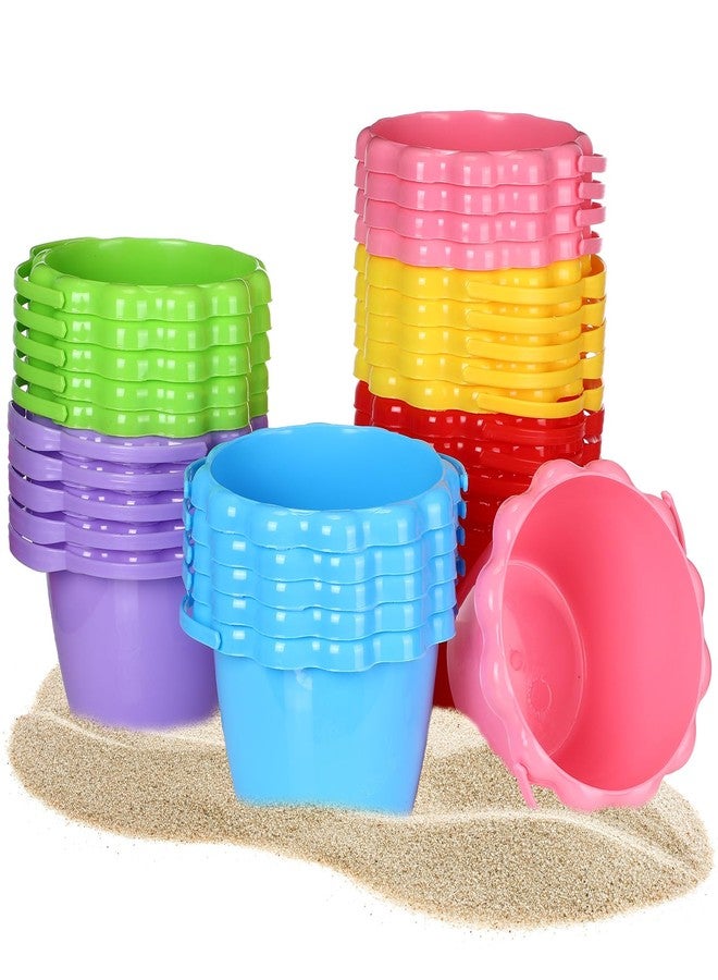Threan 30 Pcs 6.3" 1.5l Sand Buckets Bulk for Kids Plastic Small Beach Bucket with Handles Pails Beach Toys for Sand Molds Summer Candy and Play Pool Gift Party - Image 1