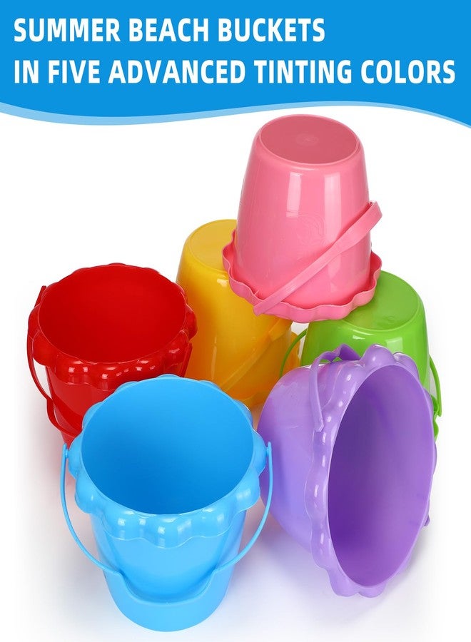 Threan 30 Pcs 6.3" 1.5l Sand Buckets Bulk for Kids Plastic Small Beach Bucket with Handles Pails Beach Toys for Sand Molds Summer Candy and Play Pool Gift Party - Image 4