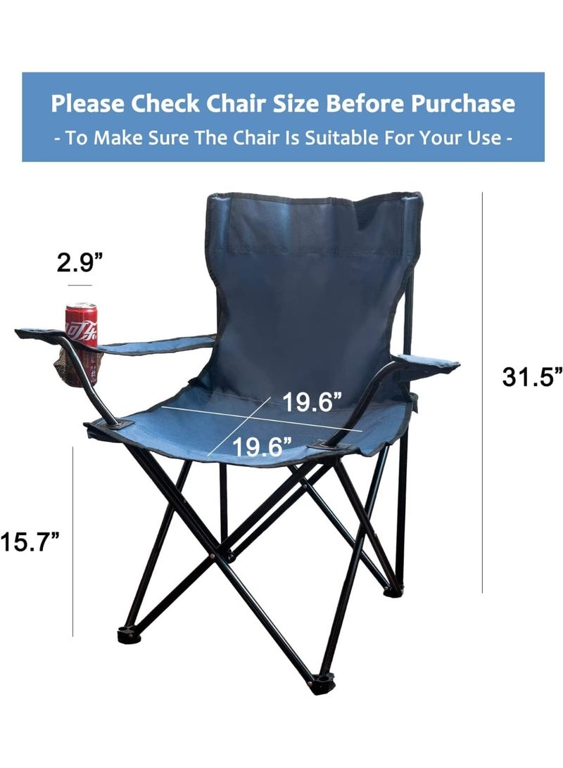 Decorhills Folding Beach Chair, Portable Outdoor Collapsible Camping Chair with Steel Frame and Polyester Seat, Big Chair for Hiking, Fishing, Picnic, Garden, Beach – Blue - Image 2