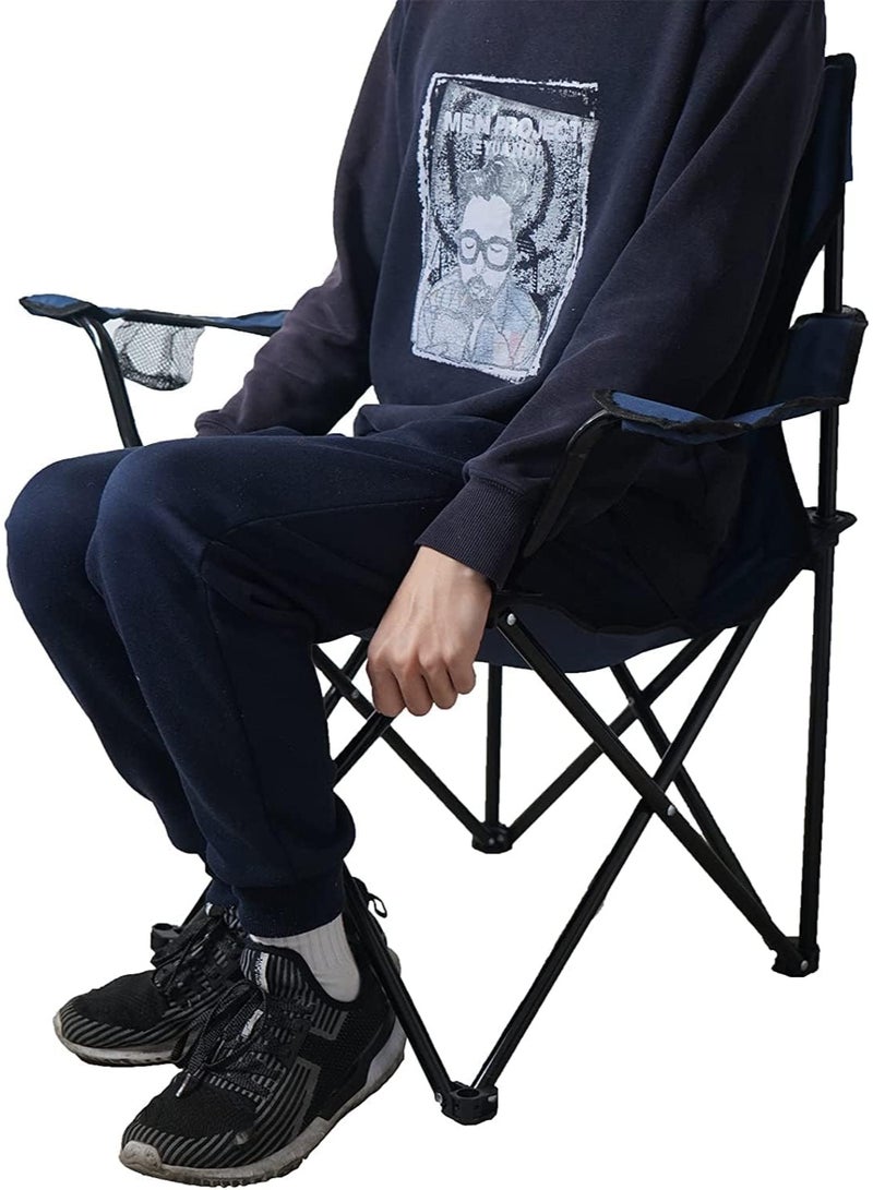 Decorhills Folding Beach Chair, Portable Outdoor Collapsible Camping Chair with Steel Frame and Polyester Seat, Big Chair for Hiking, Fishing, Picnic, Garden, Beach – Blue - Image 3