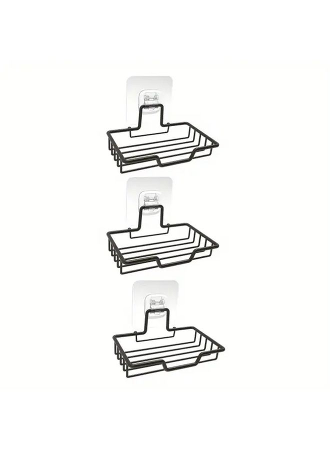 2 In 1 Black Wall Mounted Soap Holder With Drain Hole Heavy Duty Alloy Modern - Image 3