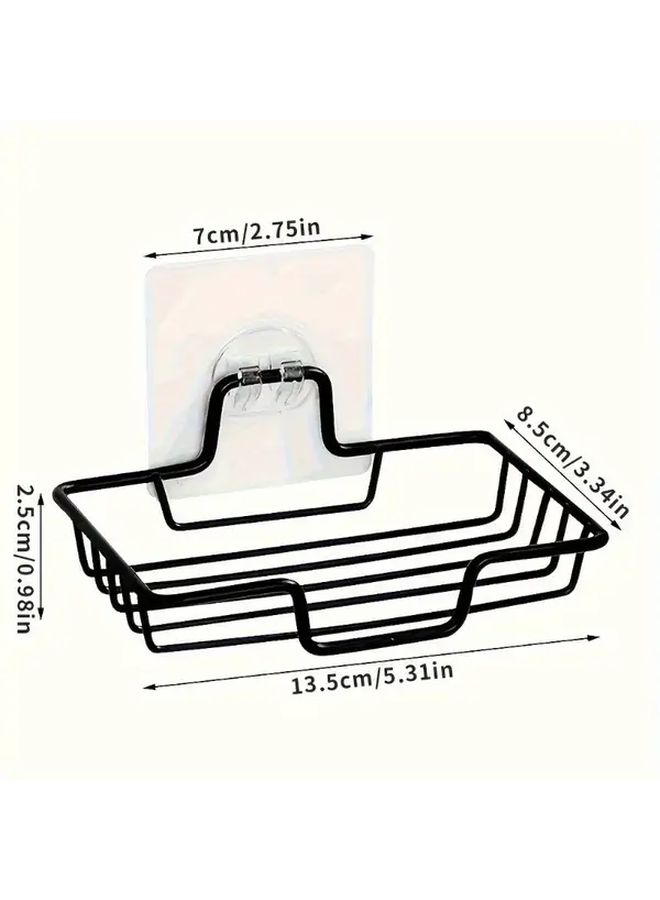 2 In 1 Black Wall Mounted Soap Holder With Drain Hole Heavy Duty Alloy Modern - Image 4