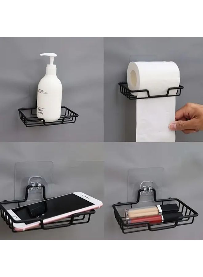 2 In 1 Black Wall Mounted Soap Holder With Drain Hole Heavy Duty Alloy Modern - Image 5