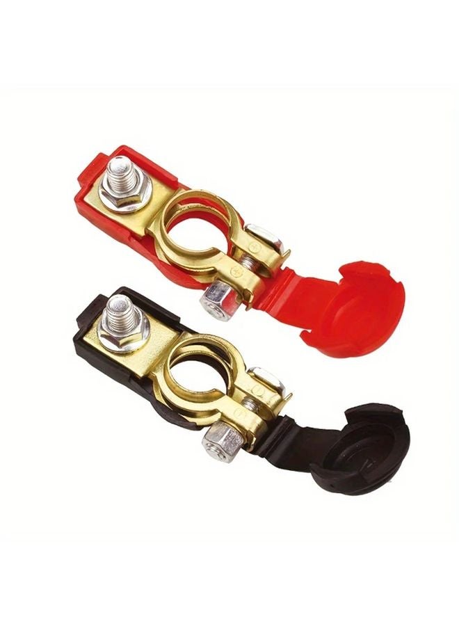 أطراف كابلات البطارية الحمراء والسوداء والنحاسية 17-18 مم موصلات سيارات عالمية - Image 4