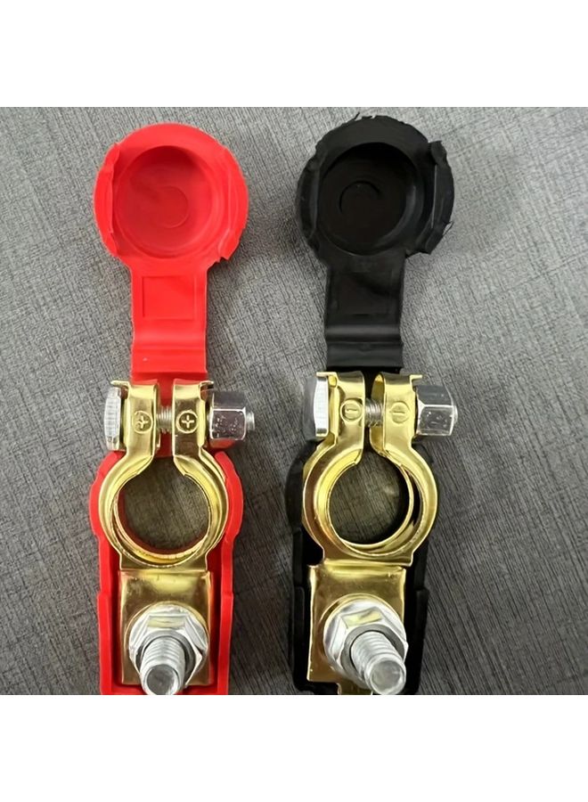 أطراف كابلات البطارية الحمراء والسوداء والنحاسية 17-18 مم موصلات سيارات عالمية - Image 2