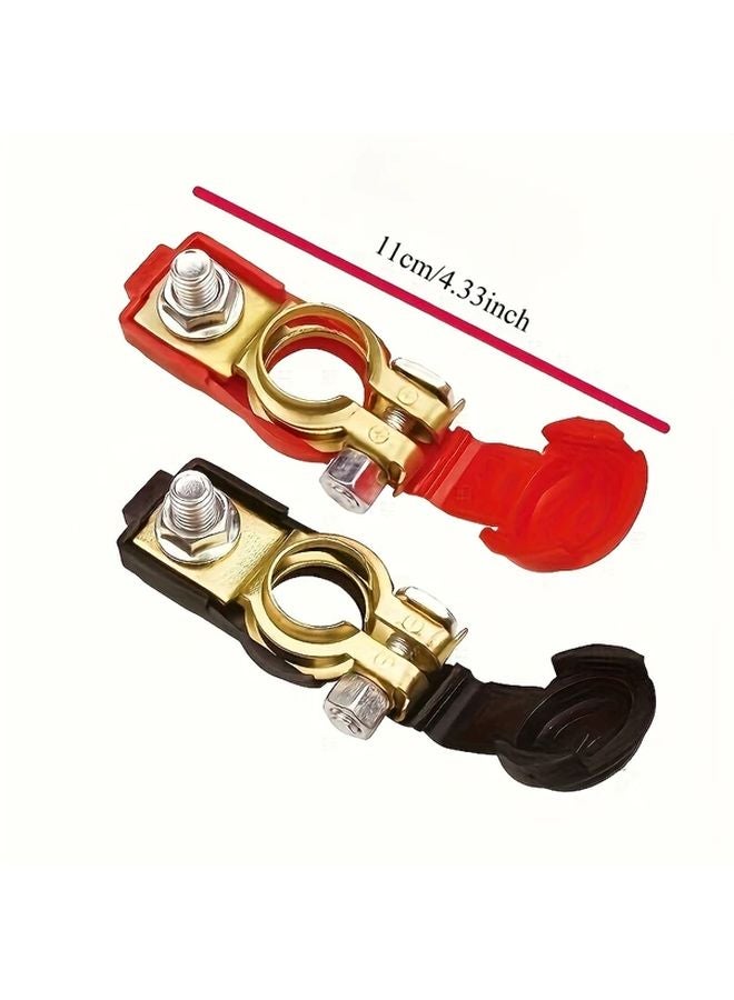 أطراف كابلات البطارية الحمراء والسوداء والنحاسية 17-18 مم موصلات سيارات عالمية - Image 3