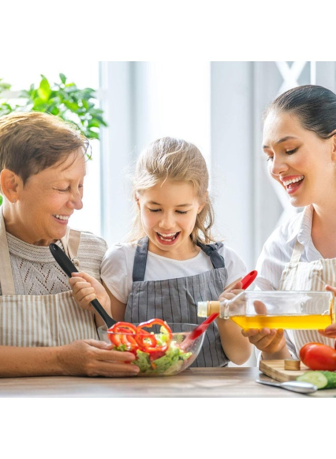 بواو 4 قطع ملاعق سيليكون للطبخ مقاس 10.6 انش، ملاعق تقديم كبيرة غير لاصقة مقاومة للحرارة، ملعقة مشقوقة للخلط والتقليب، ادوات الطبخ للمطبخ، امنة للاستخدام في غسالة الصحون (اسود) - Image 4