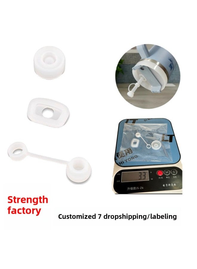 New Stanley Cup Lid Straw Cap Stanley Cup Silicone Leak-proof Plug Leak-proof Accompanying Cup Silicone Spill-proof Plug-Color:Transparent-Specifications:3-piece Set  - Image 2