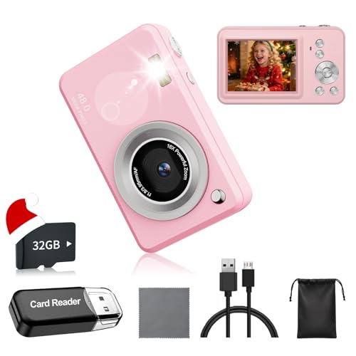 Nvgfelis Digital Camera with 32GB Card48MP Compact Portable Small Point Shoot CameraFHD 1080P Point and Shoot Digital Cameras with 16X Zoomfor Boys Girls Teens Gifts - Image 1