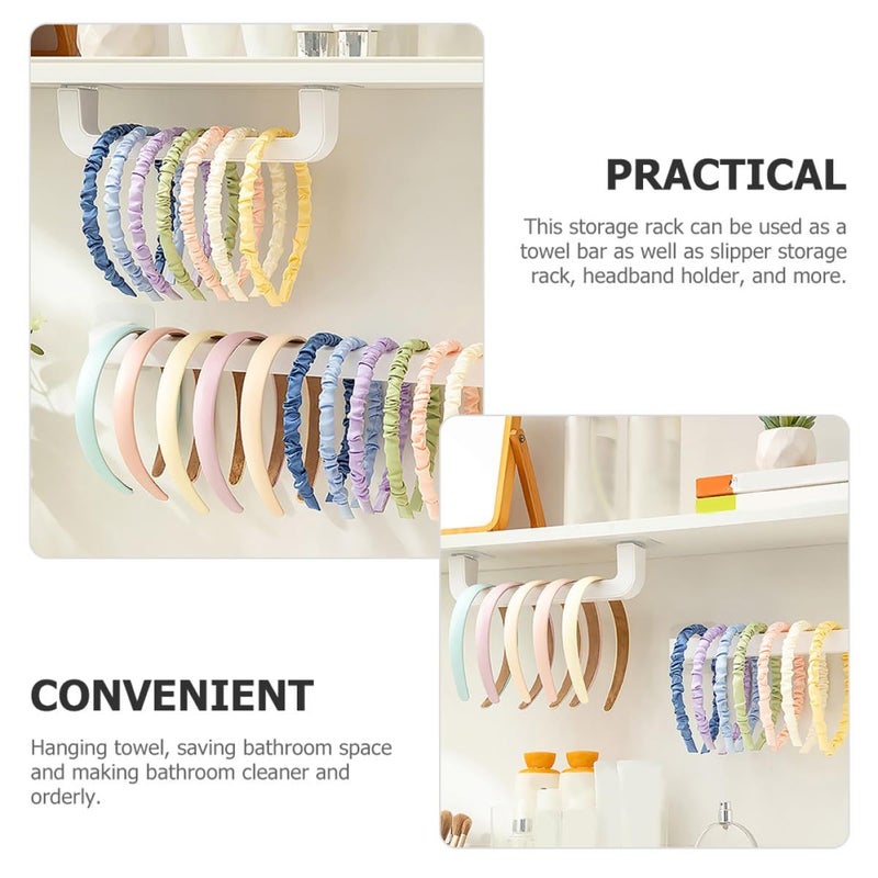 Removable Wall Mounted Towel Rack and Headband Holder White No Drill Installation - Image 4