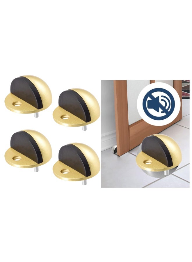 ROBUSTLINE Pack Of 4 Half Round Door Stopper Brass Plated Slip Resistant For Tiles Carpet Wood And Laminate Floors And Other Floor Surfaces Stop  - Image 1