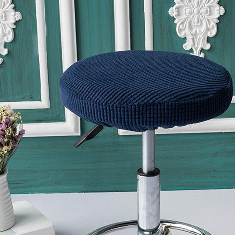 klarako Slip Resistant Round Bar Stool Cover Chair Seat Cushion, Stretchable Fits for 30 38cm / 12 15 Inch Stools  Dark Blue - Image 2