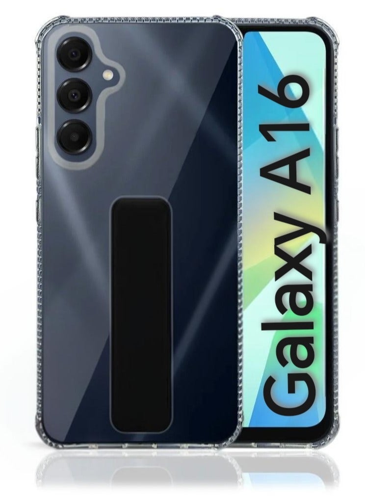ARMOR Samsung Galaxy A16 Clear Black Case Cover with Magnetic Hand Grip 3 in 1 Protective Slim Lightweight Phone Case for Daily Use Outdoor and Gift - Image 1