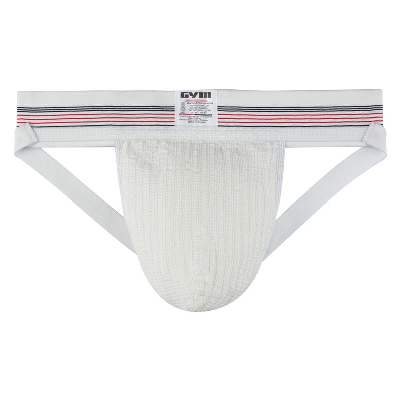 GYM Mens Old School Jockstrap with 2" Waistband (White, Large) - Image 2