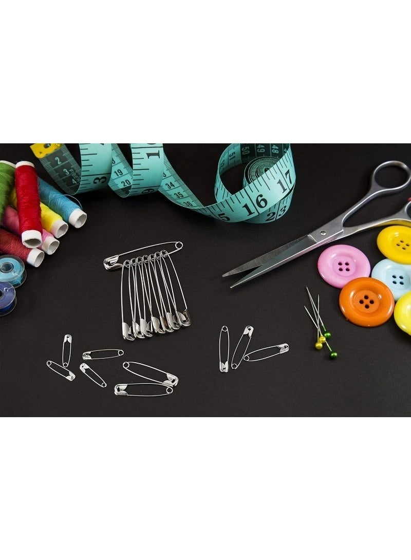 دبابيس أمان شديدة التحمل من الفولاذ المقاوم للصدأ للبطانيات والجيبات والحرف اليدوية المعدنية الكبيرة- فضي - 100 قطعة من 3 مقاسات مختلفة ( 4 سم-3 سم-2سم) - Image 3