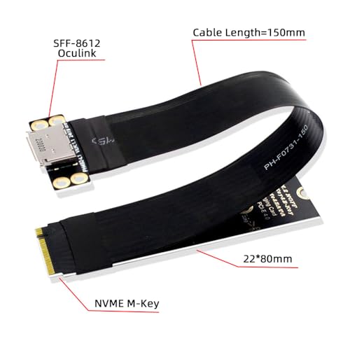 xiwai M.2 M-Key 2280 NGFF PCI-E4.0 to Oculink SFF-8612 SFF-8611 Host Cable 15cm for NVME U.2 SSD eGPU - Image 2