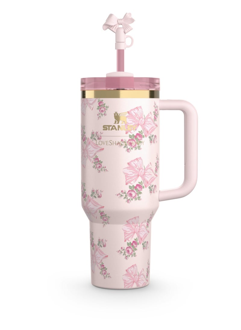 Stanley - The Stanley X LoveShackFancy Holiday Quencher,Stainless Steel Vacuum Insulated Tumbler with Lid and Straw for Water, Iced Tea or Coffee, Smoothie and More 40 OZ - Image 1