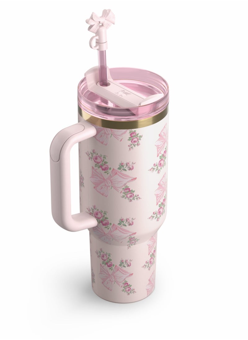 Stanley - The Stanley X LoveShackFancy Holiday Quencher,Stainless Steel Vacuum Insulated Tumbler with Lid and Straw for Water, Iced Tea or Coffee, Smoothie and More 40 OZ - Image 1