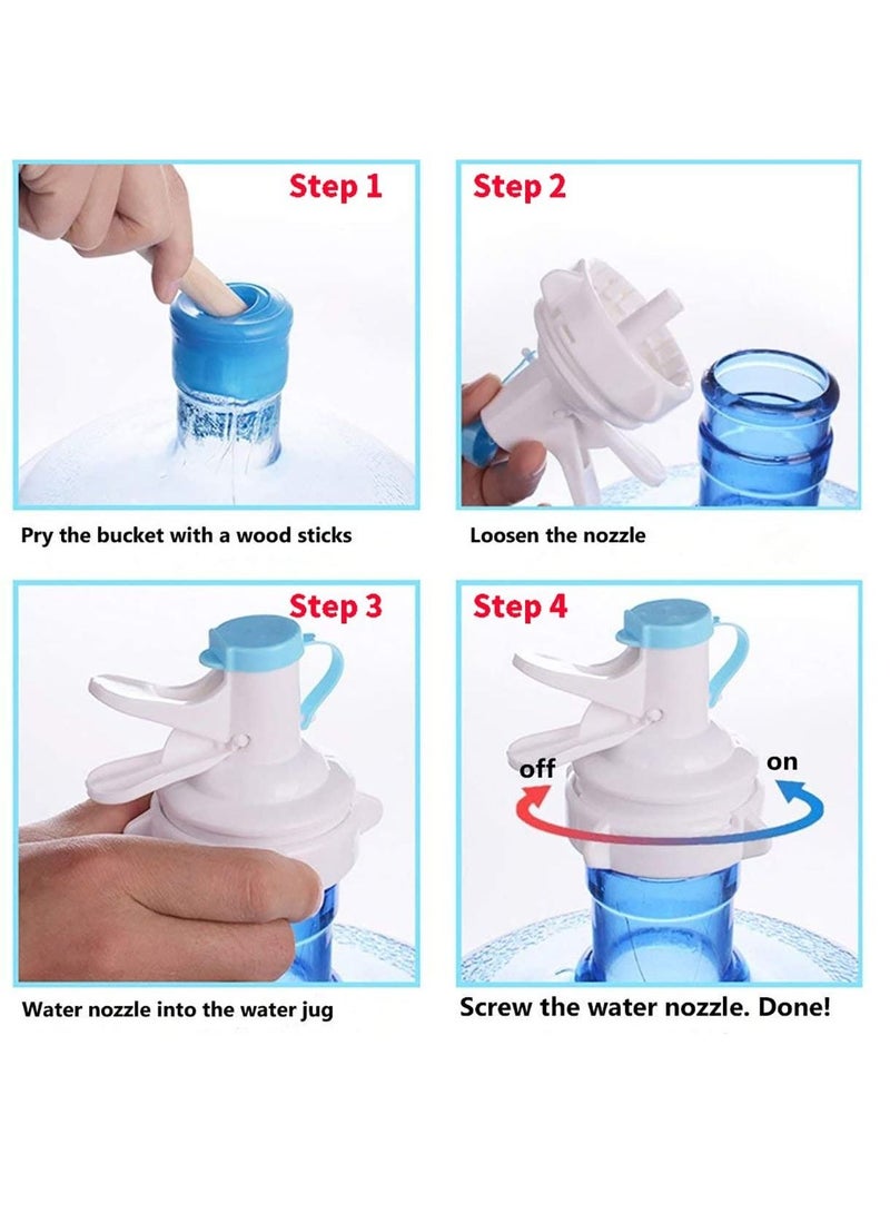 KASTWAVE Water Dispenser Valve for 55mm Crown Top Drinking Bottle, Manual Reusable Water Jug Cap Plastic Device, Includes Lid Dirt Protector Blue (Not Fits for Threaded Crown Tops) - Image 4