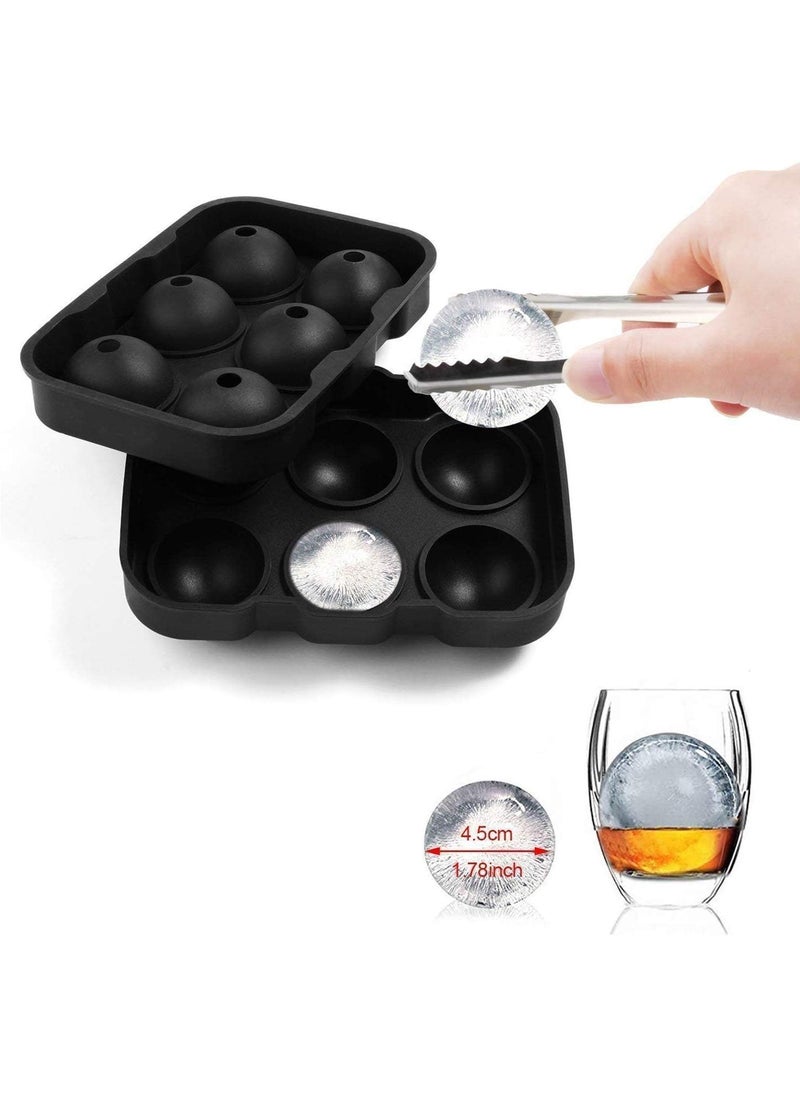 Wishbone - Wishbone Flexible Silicone Whiskey Ice Ball Maker, Ice Tiny Cube Trays Chocolate Mould Maker for Kitchen Bar Party Drinks-Multi Color (Ice 6 Ball) (Whisky Ball 6 SEC Round) - Image 1