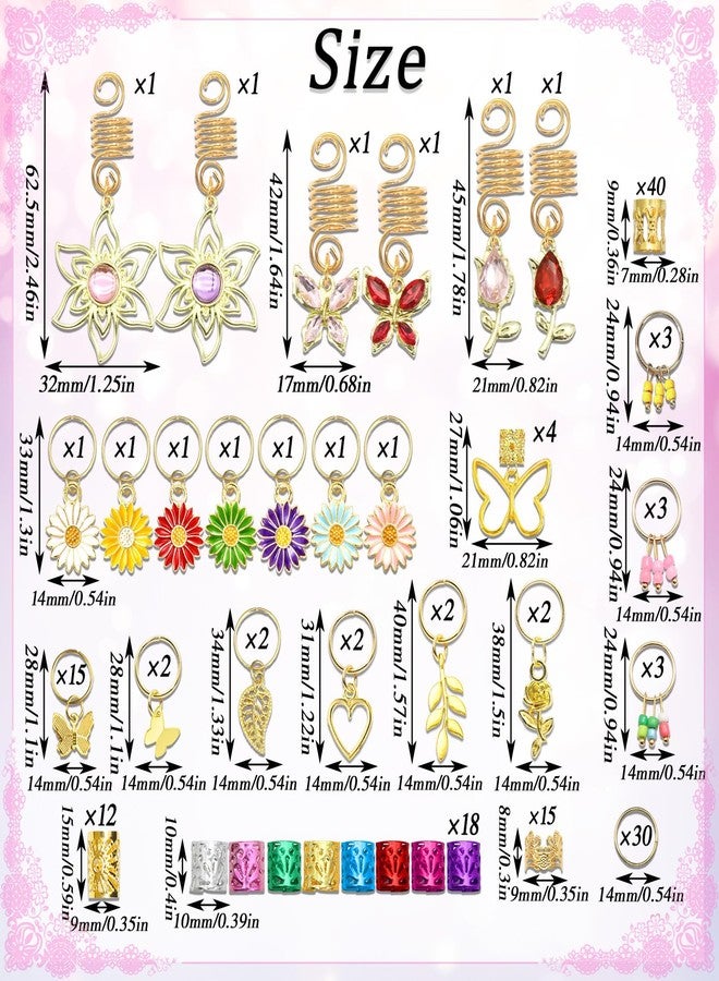 VENOFEN 146PCS Hair Jewelry for Braids Crystal Butterfly Hair Pendants Flower Loc Jewelry Colorful Dreadlock Accessories Metal Hair Cuffs Clips Hair Decoration for Women and Girls - Image 4