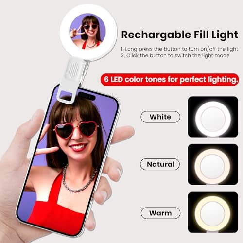 WeCool FL02 LED Video Camera Light for Zoom Meeting with inbuild Mirror, Photography Lighting with Clip Dimmable and Rechargeable for Camera Selfie Stick Tripod Laptop Cellphone - Image 3