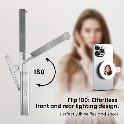 WeCool FL02 LED Video Camera Light for Zoom Meeting with inbuild Mirror, Photography Lighting with Clip Dimmable and Rechargeable for Camera Selfie Stick Tripod Laptop Cellphone - Image 5