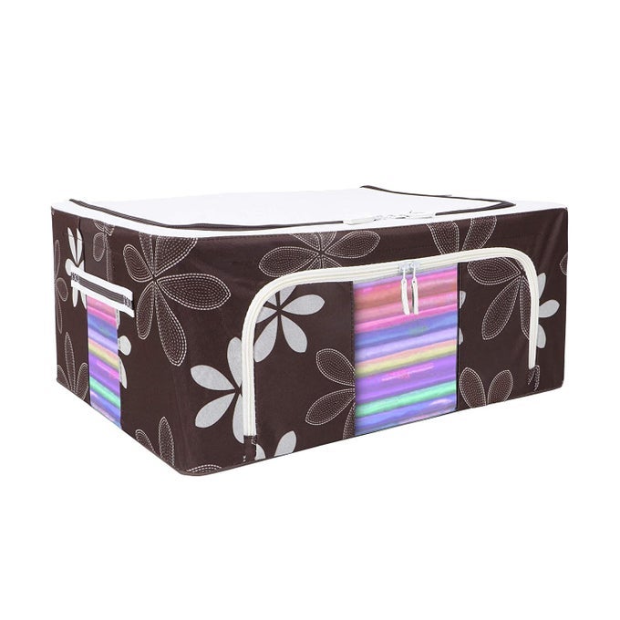 MULTIPURPOSE FOLDABLE STORAGE BOXES FOR CLOTHES WARDROBE ORGANIZERS OXFORD FABRIC 24 LITER PACK OF 1 RANDOM COLOUR DESIGN
