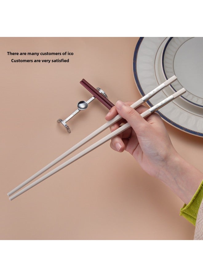Guest Manduo Alloy Chopsticks Healthy Public Chopsticks Tableware Hotel One Person Chopsticks One Piece Delivery Household-Color:BD24C Two Sides Public Chopsticks Two Sides Blank 27.3cm (red Chopsticks Body)  - Image 4
