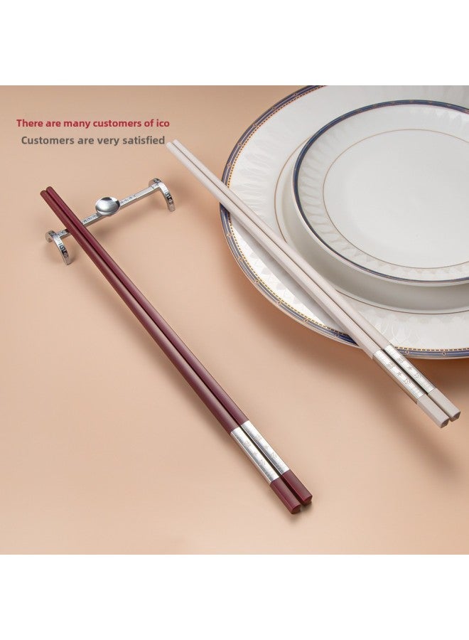 Guest Manduo Alloy Chopsticks Healthy Public Chopsticks Tableware Hotel One Person Chopsticks One Piece Delivery Household-Color:BD24C Two Sides Public Chopsticks Two Sides Blank 27.3cm (red Chopsticks Body)  - Image 5