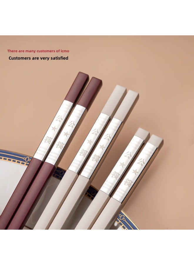 Guest Manduo Alloy Chopsticks Healthy Public Chopsticks Tableware Hotel One Person Chopsticks One Piece Delivery Household-Color:BD24C Two Sides Public Chopsticks Two Sides Blank 27.3cm (red Chopsticks Body)  - Image 3
