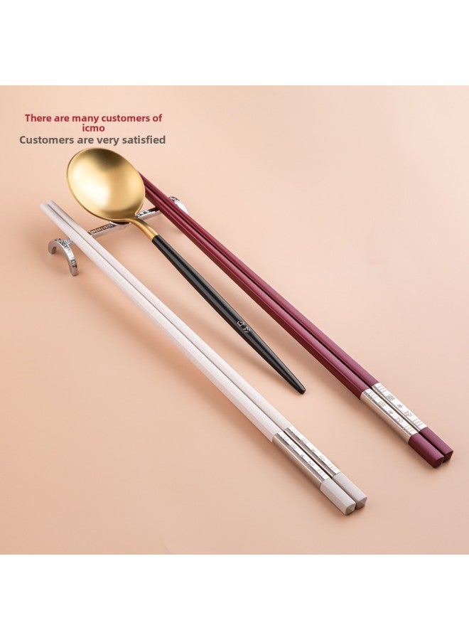 Guest Manduo Alloy Chopsticks Healthy Public Chopsticks Tableware Hotel One Person Chopsticks One Piece Delivery Household-Color:BD24C Two Sides Public Chopsticks Two Sides Blank 27.3cm (red Chopsticks Body)  - Image 2