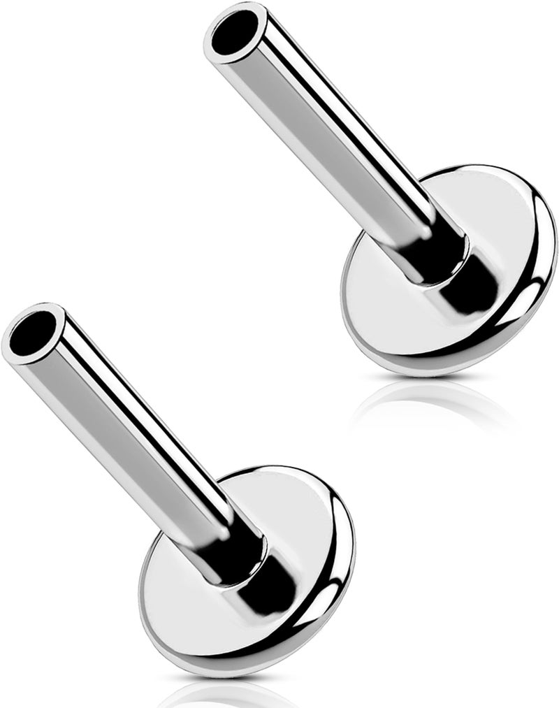 MS CUTE 2Pcs Helix Piercing Jewelry, Threadless G23 Solid Titanium 16G Replacement Post Bar of Flat Back Stud Earrings in Helix Cartilage Tragus Earrings for Women Men-Silver 6MM - Image 1