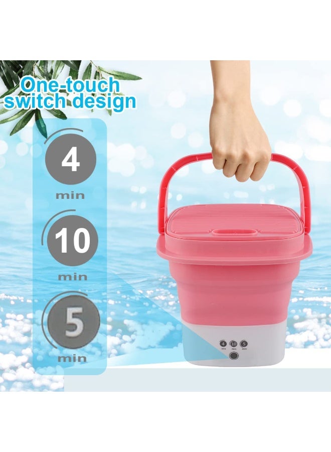 Washing Machine Portable, Mini Foldable Washer and Spin Dryer Small Foldable Bucket Washer for Camping, RV, Travel, Small Spaces, Lightweight and Easy to Carry (Plastic Pink)  - Image 4