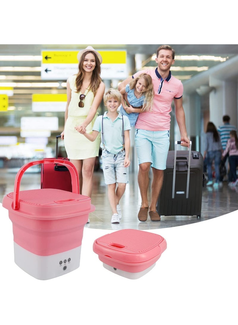 Washing Machine Portable, Mini Foldable Washer and Spin Dryer Small Foldable Bucket Washer for Camping, RV, Travel, Small Spaces, Lightweight and Easy to Carry (Plastic Pink)  - Image 5