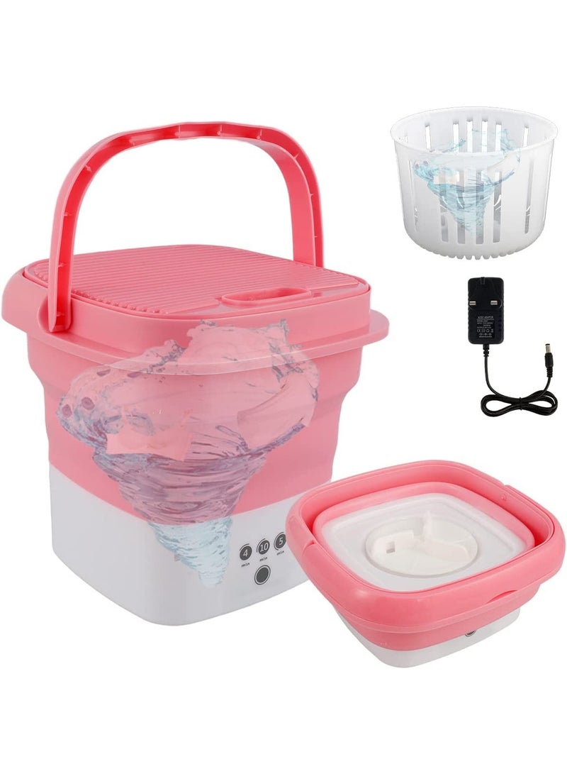 Washing Machine Portable, Mini Foldable Washer and Spin Dryer Small Foldable Bucket Washer for Camping, RV, Travel, Small Spaces, Lightweight and Easy to Carry (Plastic Pink)  - Image 1