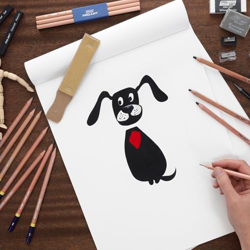 PRO ART 3 Degree Pencil Set Charcoal & White 4pc Carded - Image 3