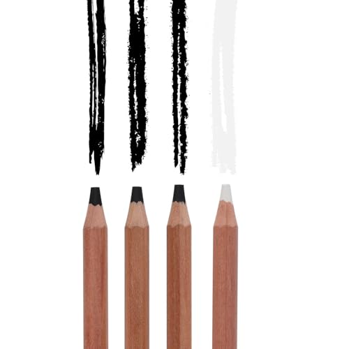 PRO ART 3 Degree Pencil Set Charcoal & White 4pc Carded - Image 4