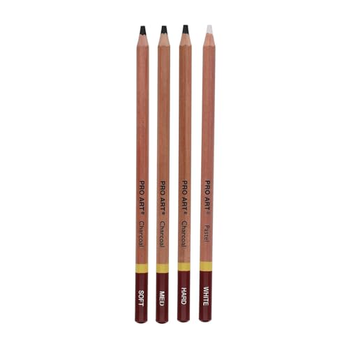 PRO ART 3 Degree Pencil Set Charcoal & White 4pc Carded - Image 5
