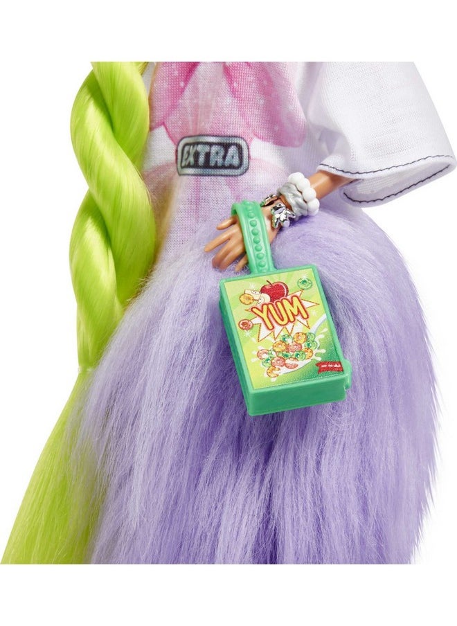 Barbie Barbie Extra Doll And Barbie Accessories With Neon Green Hair Feather Boa And Pet Parrot  - Image 5