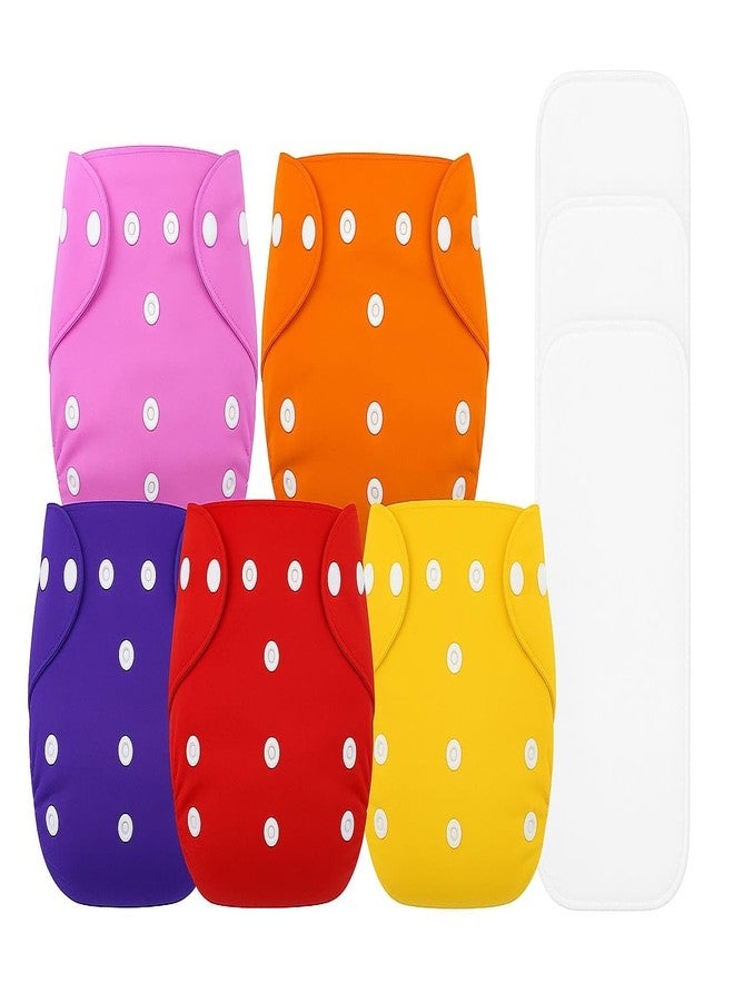 Kritiu Reusable Baby Cloth Diapers (0-3 Years) Pack of 5 with 3 Inserts | Leak-Proof & Adjustable | Washable Up to 300 Times | Waterproof, BPA-Free, Eco-Friendly, Anti Bacterial, Rashes Free Diapers for Babies & Toddlers (3-17 kg) (Multicolor) - Image 1