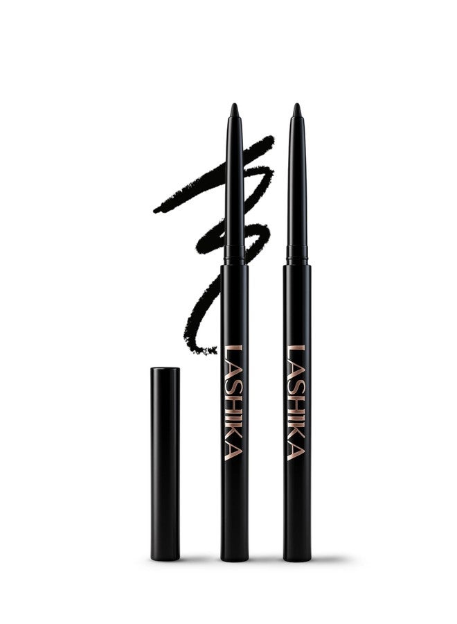 Lashika Vegan Kajal Pencil Black Waterproof | Long Lasting Upto 24 Hours | Sweat & Smudge Proof | No Parabens with Dark Application | 0.27g - Jet Black (Pack of 2) - Image 1